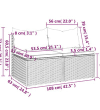 Garten-Mittelsofas mit Kissen 2 Stk. Schwarz Poly Rattan