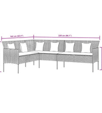 2-tlg. Garten-Essgruppe mit Kissen Schwarz Poly Rattan