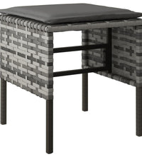 Gartenhocker mit Kissen 4 Stk. Grau Poly Rattan