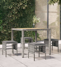 Gartenhocker mit Kissen 4 Stk. Grau Poly Rattan