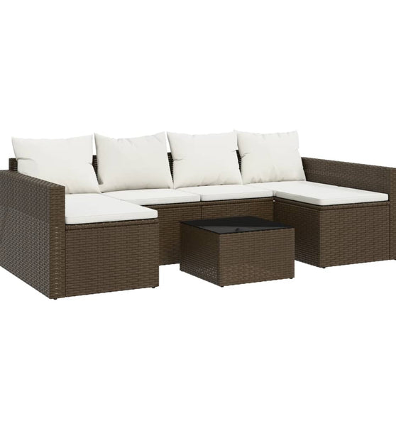 2-tlg. Garten-Lounge-Set mit Kissen Braun Poly Rattan