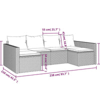 2-tlg. Garten-Lounge-Set mit Kissen Braun Poly Rattan