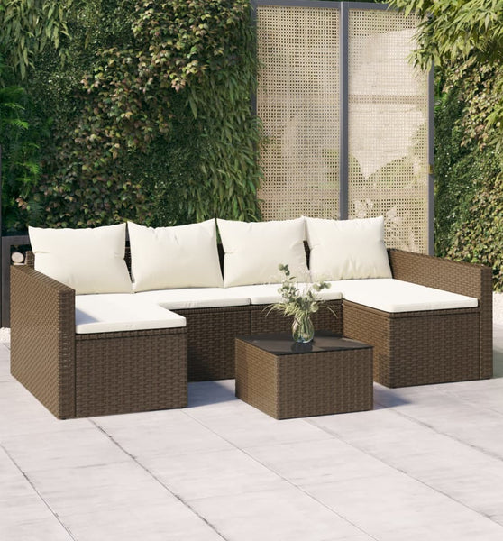 2-tlg. Garten-Lounge-Set mit Kissen Braun Poly Rattan