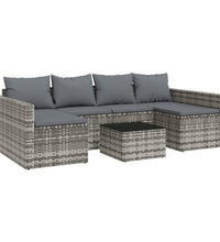 2-tlg. Garten-Lounge-Set mit Kissen Grau Poly Rattan