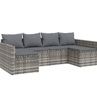 2-tlg. Garten-Lounge-Set mit Kissen Grau Poly Rattan
