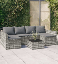 2-tlg. Garten-Lounge-Set mit Kissen Grau Poly Rattan