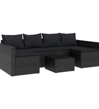 2-tlg. Garten-Lounge-Set mit Kissen Schwarz Poly Rattan