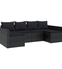 2-tlg. Garten-Lounge-Set mit Kissen Schwarz Poly Rattan
