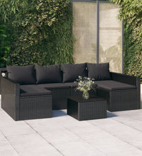 2-tlg. Garten-Lounge-Set mit Kissen Schwarz Poly Rattan
