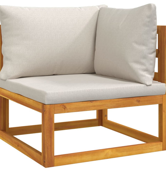 Modular-Ecksofa mit Hellgrauen Kissen Massivholz Akazie