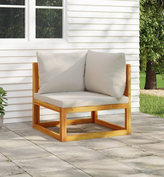 Modular-Ecksofa mit Hellgrauen Kissen Massivholz Akazie