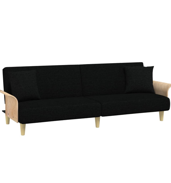 Schlafsofa mit Armlehnen Schwarz Stoff