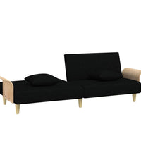 Schlafsofa mit Armlehnen Schwarz Stoff