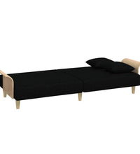 Schlafsofa mit Armlehnen Schwarz Stoff