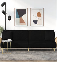 Schlafsofa mit Armlehnen Schwarz Stoff