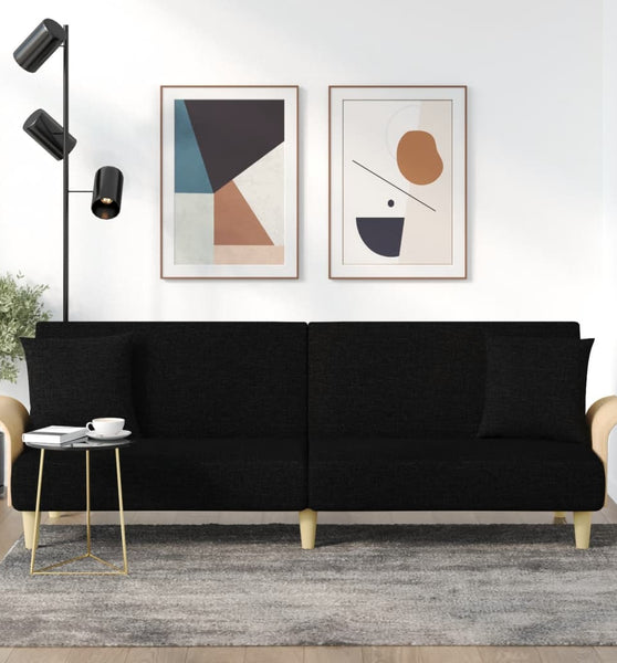 Schlafsofa mit Armlehnen Schwarz Stoff