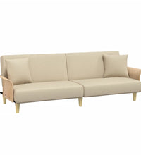 Schlafsofa mit Armlehnen Creme Stoff