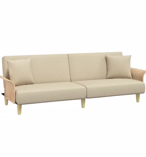 Schlafsofa mit Armlehnen Creme Stoff