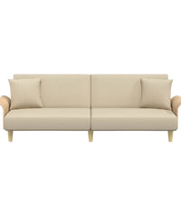 Schlafsofa mit Armlehnen Creme Stoff