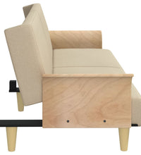 Schlafsofa mit Armlehnen Creme Stoff