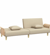 Schlafsofa mit Armlehnen Creme Stoff