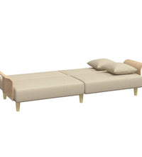 Schlafsofa mit Armlehnen Creme Stoff