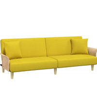 Schlafsofa mit Armlehnen Hellgelb Stoff