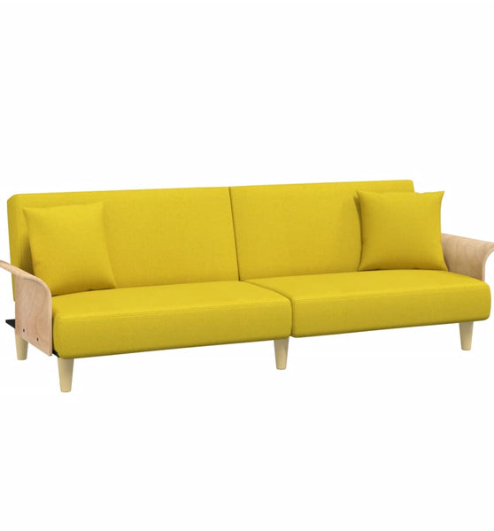 Schlafsofa mit Armlehnen Hellgelb Stoff