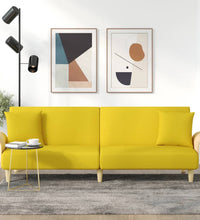 Schlafsofa mit Armlehnen Hellgelb Stoff