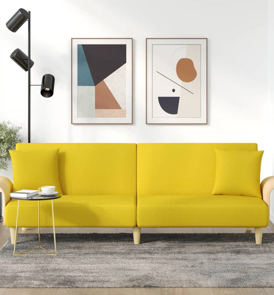 Schlafsofa mit Armlehnen Hellgelb Stoff