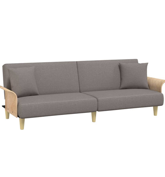 Schlafsofa mit Armlehnen Taupe Stoff