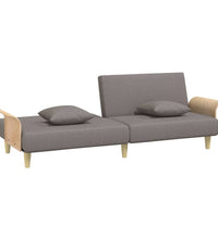 Schlafsofa mit Armlehnen Taupe Stoff