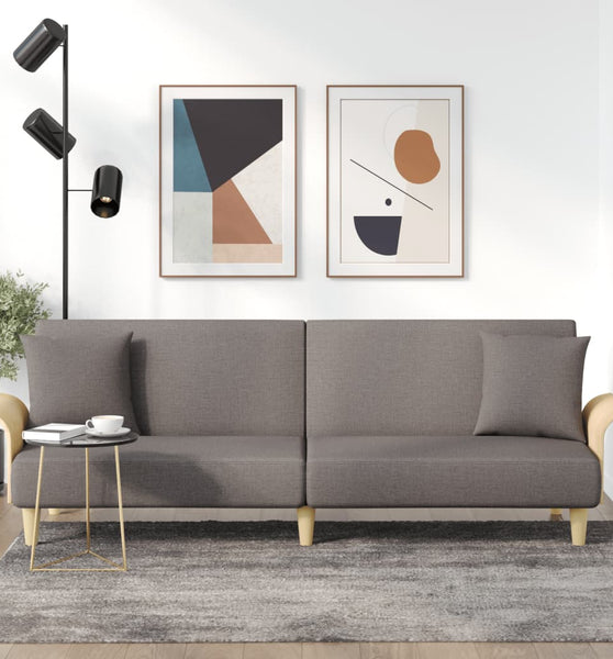 Schlafsofa mit Armlehnen Taupe Stoff