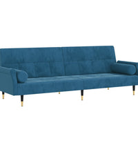 Schlafsofa mit Kissen Blau Samt