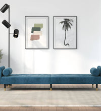 Schlafsofa mit Kissen Blau Samt