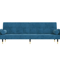 Schlafsofa mit Kissen Blau Samt