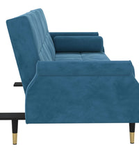 Schlafsofa mit Kissen Blau Samt