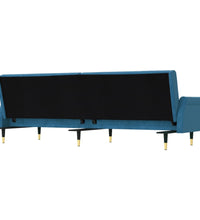 Schlafsofa mit Kissen Blau Samt