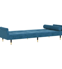 Schlafsofa mit Kissen Blau Samt