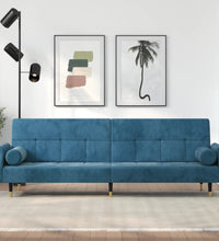 Schlafsofa mit Kissen Blau Samt