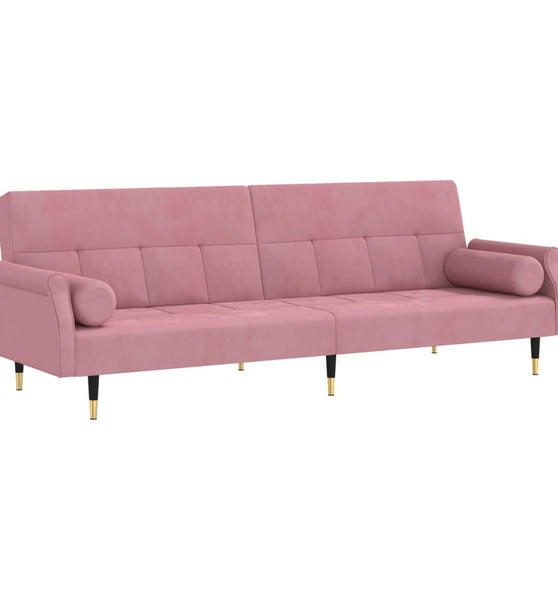Schlafsofa mit Kissen Rosa Samt
