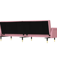 Schlafsofa mit Kissen Rosa Samt