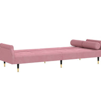 Schlafsofa mit Kissen Rosa Samt