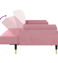 Schlafsofa mit Kissen Rosa Samt
