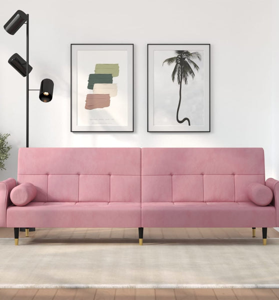 Schlafsofa mit Kissen Rosa Samt