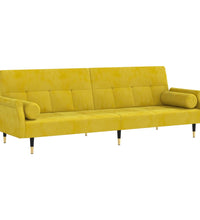 Schlafsofa mit Kissen Gelb Samt