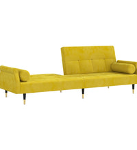 Schlafsofa mit Kissen Gelb Samt