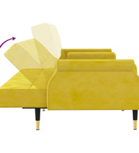 Schlafsofa mit Kissen Gelb Samt
