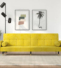 Schlafsofa mit Kissen Gelb Samt