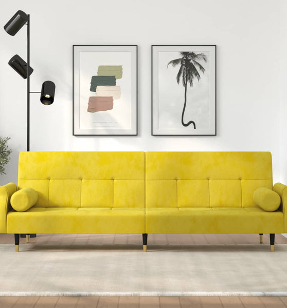 Schlafsofa mit Kissen Gelb Samt